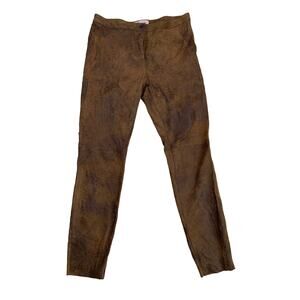 PHILOSOPHY Women's Faux Suede Pants Size 6 Straight Leg Mid-Rise Marble Brown